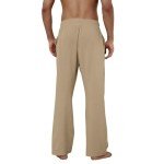 Men's Loose Fit Cotton Linen Summer Beach Pants