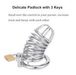 Generic Metal Penis Cock Cage Padlock -Stainless Steel Chastity Device Penis Cage for Men Fits Most of Size Adult Male Sex Toy for Men Sweaters(Silver) FBY7, Pink