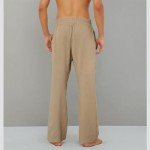Men's Loose Fit Cotton Linen Summer Beach Pants