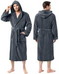 NY Threads Plush Hooded Fleece Bathrobe for Men