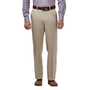 Haggar Men's No Iron Expandable Waist Khaki Pants