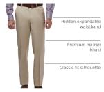 Haggar Men's No Iron Expandable Waist Khaki Pants