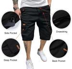 Men's Cotton Cargo Shorts with 6 Pockets - Black