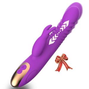 9 Inch Adult Tools for Women Today New Rabbit Ears Silicone 8 Powerful Modes Realistic Wand for Female and Men Waterproof Thrusting & Games for Men and Women Machine Purple