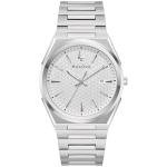 Bulova Men's Quartz Dress Classic Watch, Silver-Tone Stainless Steel Bracelet, Silver-White Dial, Calendar (Style: 96B481)