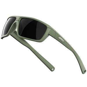 ATTCL Polarized Sunglasses Men for Fishing: UV Protection Lightweight TR90 Sports Wrap Sun Glasses Driving Golf Cycling Running 5001 Green+frame