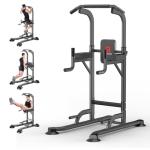 Power Tower Adjustable Height Pull Up Dip Station Multi-Function Home Strength Training Fitness Workout Station for Home Gym (K)