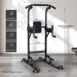 Power Tower Adjustable Height Pull Up Dip Station Multi-Function Home Strength Training Fitness Workout Station for Home Gym (K)