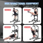 Power Tower Adjustable Height Pull Up Dip Station Multi-Function Home Strength Training Fitness Workout Station for Home Gym (K)