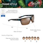 Maui Jim Men's and Women's Alenuihaha Polarized Wrap Sunglasses, Dark Brown Stripe/HCL® Bronze, Large