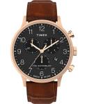 Timex Men's Waterbury Classic 40mm Watch - Brown Strap Black Dial Rose Gold-Tone Case