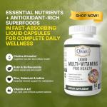 Qivaro International 60 Liquid filled Multivitamin capsules, Vitamin B-Complex, Vitamin D3, Zinc, CoQ10, Panax Ginseng, Multivitamin Minerals, Daily Mineral Support , 42-Fruit & Veggie Herbal Blend