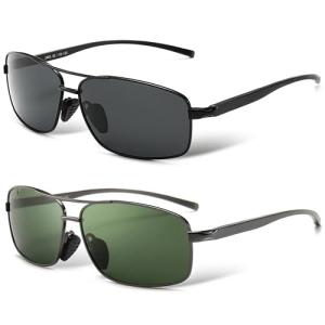 SUNGAIT Ultra Lightweight Rectangular Polarized Sunglasses Men UV400 Protection SGT458HH-QMLV-8