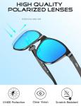 ATTCL Polarized Sunglasses Men for Driving: UV400 Protection Lightweight AL-MG Metal Rectangular Sun glasses Fishing Golf Hiking Travel 8587 black-blue