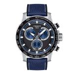 Tissot Mens Supersport Chrono 316L Stainless Steel case Swiss Quartz Watch, Blue, Black, Textile, 22 (T1256171705103)
