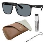 Ray-Ban RB4264CH CHROMANCE POLARIZED Square Shaped Sunglasses for Men & Women – Includes Official Rayban Eyewear Kit – Ideal Formal & Casual Wear Sunglasses – Blue Chromance Lens