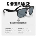Ray-Ban RB4264CH CHROMANCE POLARIZED Square Shaped Sunglasses for Men & Women – Includes Official Rayban Eyewear Kit – Ideal Formal & Casual Wear Sunglasses – Blue Chromance Lens