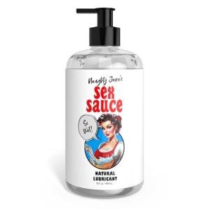 Naughty Jane's Sex Sauce Natural Lubricant for Beginners, Men, Women, & Couples. Multi-Use Lubricant and Toy Compatible. Easy to Clean, Body-Safe and Unscented. 1 Piece, Clear - 16oz.