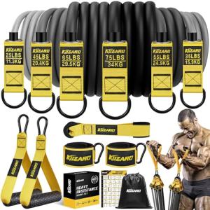 KUZARO Heavy Resistance Bands for Working Out, 300lbs/360lbs Heavy Exercise Bands with Handles, Resistance Bands for Men, Weight Bands Set for Muscle Training, Strength, Yoga, Home Workout Equipment