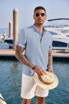 COOFANDY Men's Short Sleeve Linen Henley Shirt