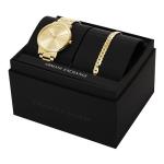 Armani Exchange A|X Three-Hand Gold-Tone Stainless Steel Watch and Bracelet Gift Set (Model: AX7144SET)