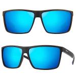 MAXJULI Polarized Big Sunglasses for Men Women with Big Heads UV 400 Protection (fit XL size) Black/Blue