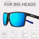MAXJULI Polarized Big Sunglasses for Men Women with Big Heads UV 400 Protection (fit XL size) Black/Blue