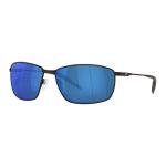 Costa Del Mar Mens Turret Rectangular Sunglasses, Matte Black/Blue Mirrored Polarized-580P, 63 mm