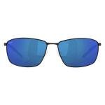 Costa Del Mar Mens Turret Rectangular Sunglasses, Matte Black/Blue Mirrored Polarized-580P, 63 mm
