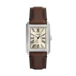 Fossil Men's Watch, Carraway Quartz Stainless Steel Three-Hand Leather Watch for Men, Color: Silver, Brown