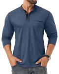 Sailwind Men's Henley Shirts Long Sleeve Button T-Shirt Casual Stylish Cotton Pullover Shirt with Pocket Blue