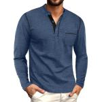 Sailwind Men's Henley Shirts Long Sleeve Button T-Shirt Casual Stylish Cotton Pullover Shirt with Pocket Blue