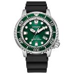 Citizen Promaster Dive Eco-Drive Watch, 3-Hand Date, ISO Certified, Luminous Hands and Markers, Rotating Bezel, Black/Green (Model: BN0158-00X)