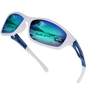 Duduma Polarized Sports Sunglasses for Men Women Running Cycling Fishing Golf Driving Shades Sun Glasses Tr90 (White/Blue)
