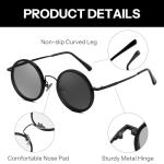 FEISEDY Adjustable Polarized Sunglasses, Foldable Lightweight Memory Titanium Alloy Frame, Stepless Light Adjustment, Steampunk Round ND Filter TAC Lens UV400 B0379