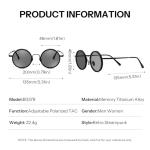 FEISEDY Adjustable Polarized Sunglasses, Foldable Lightweight Memory Titanium Alloy Frame, Stepless Light Adjustment, Steampunk Round ND Filter TAC Lens UV400 B0379