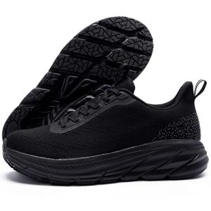 Grand Attack Road Running Shoes for Men with Superior Cushioned Comfort Lightweight Mens Walking Shoes Non-Slip Breathable Athletic Tennis Cross-Training Shoes Rugby Sneakers Black Size 11.5