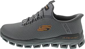 Skechers Men's Glide-Step Noxus Hands Free Slip-in Sneaker,Charcoal/Orange,11