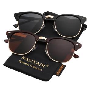 KALIYADI Polarized Sunglasses for Men and Women Semi-Rimless Frame Driving Sun glasses UV Blocking