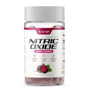 Snap Supplements Nitric Oxide Gummies - Beet Root Extract 300mg, Sugar Free Beetroot Supplement with Pomegranate Powder for Circulation & Natural Energy, 60 Vegan Gummies, Cherry Flavor