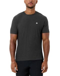 INTO THE AM Athletic Workout Shirts for Men Fitted Gym Sports Running Fitness Dry Fit Logo Tees (Charcoal, X-Large)