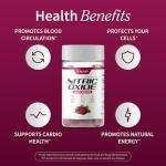 Snap Supplements Nitric Oxide Gummies - Beet Root Extract 300mg, Sugar Free Beetroot Supplement with Pomegranate Powder for Circulation & Natural Energy, 60 Vegan Gummies, Cherry Flavor