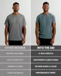 INTO THE AM Athletic Workout Shirts for Men Fitted Gym Sports Running Fitness Dry Fit Logo Tees (Charcoal, X-Large)