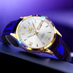 OLEVS Men Watch Brown Leather Automatic Watches for Men Luxury Dress Men's Watch with Date Waterproof Large Face Self Winding Gold Watches for Man