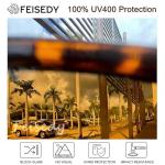 FEISEDY Retro Aviator Polarized Sunglasses for Men Women,Trendy Rectangle Womens Mens UV400 Driving Sun Glasses B0377