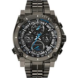 Bulova Men's Precisionist Gunmetal Ion-Plated Stainless Steel 8-Hand Chronograph Watch with Blue Accents Style: 98B229