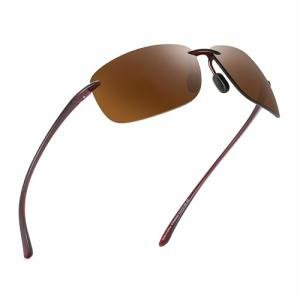 JIM HALO Sport Sunglasses for Men Women TR90 Rimless Frame for Running Fishing Cycling Driving Brown