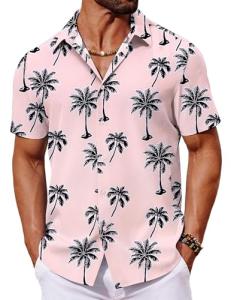 COOFANDY Mens Hawaiian Shirt Short Sleeve Floral Button Down Shirts Summer Tropical Beach Shirts