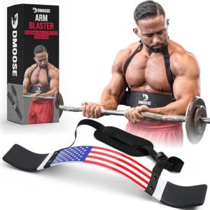 DMoose Fitness Arm Blaster for Biceps & Triceps, Premium Neck Padding Support with Adjustable Straps, Bicep Blaster & Arm Curl Bar for Strength & Isolation Training, Biceps Workout Equipment for Men