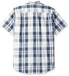 Men's Regular-Fit Short-Sleeve Plaid Shirt - Navy White